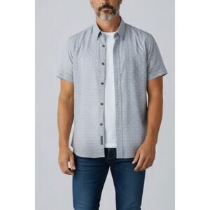 Via Europa Hawaiian Shirt Mens XL Gray Short Sleeve Casual Button Front